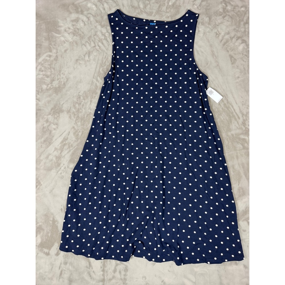 Old Navy Womens Navy Blue Polka Dot Sleeveless Swing Dress Large 705139-02-1